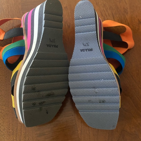 Prada multicolored bandage elastic sling-back wedge sandals - Picture 7 of 8